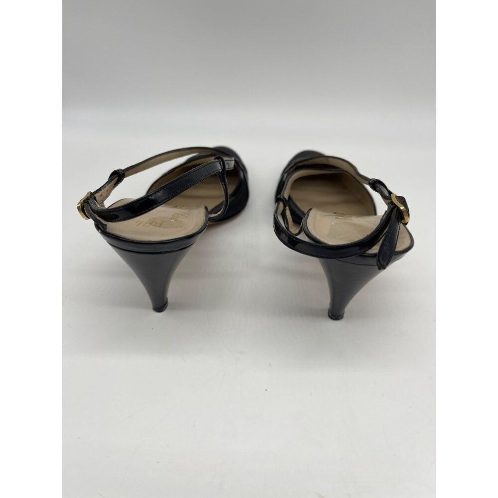 Salvatore Ferragamo Women Black Strappy Heeled Sandal Shoes Size 7.5 - Picture 5 of 9